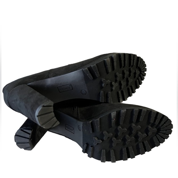 Platform Chunky 4” Block Heel Booties Lug Sole Ankle Side Zip Black Size 10 NWT - Picture 6 of 12